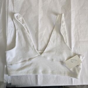 bp White Ribbed V-Neck Bralette